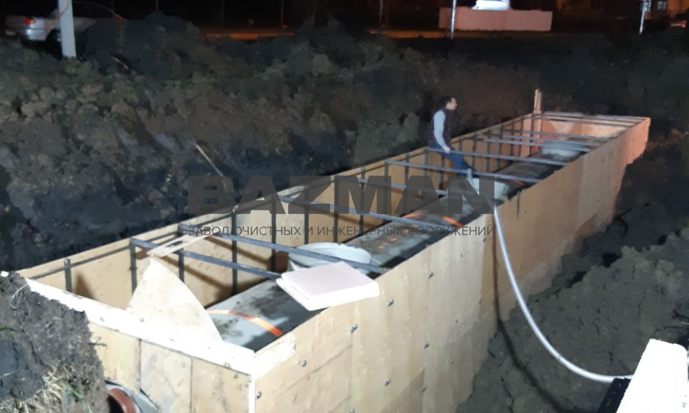 Производство и монтаж КНС и очистных сооружений 30 л/сек при высоком уровне грунтовых вод за 18 часов без водопонижения